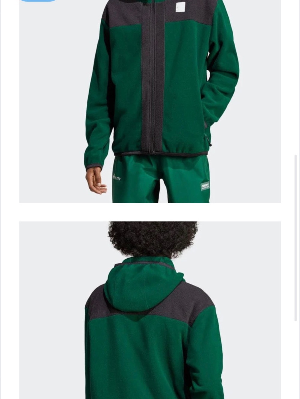 adidas Green and Charcoal Full-Zip Fleece Jacket